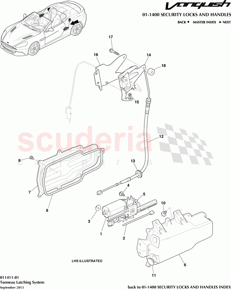 Tonneau Latching System of Aston Martin Aston Martin Vanquish (2012+)