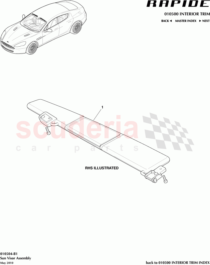 Sun Visor Assembly of Aston Martin Aston Martin Rapide