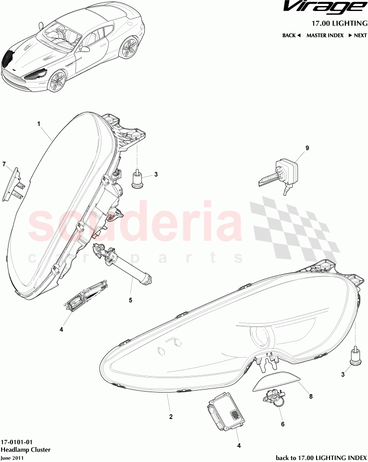 Headlamp Cluster of Aston Martin Aston Martin Virage