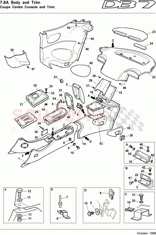 Coupe Centre Console and Trim of Aston Martin Aston Martin DB7 (1997)