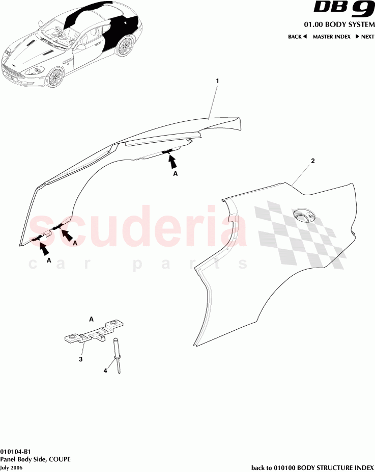 Panel Body Side (Coupe) of Aston Martin Aston Martin DB9 (2004-2012)