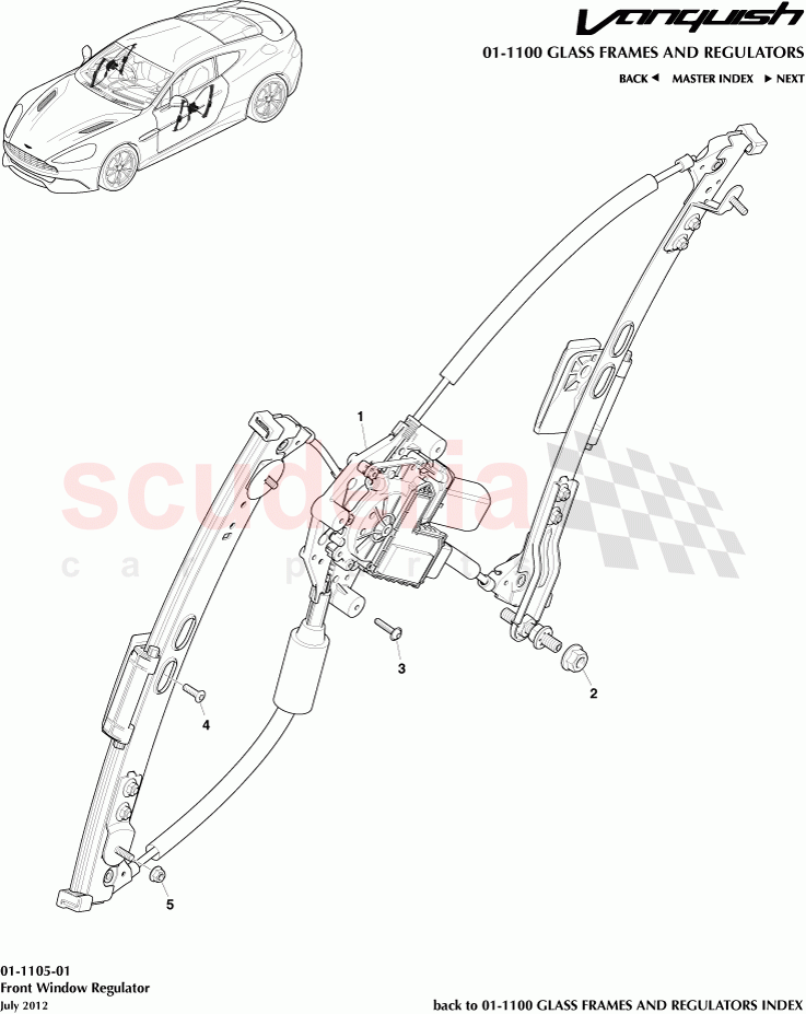 Front Window Regulator of Aston Martin Aston Martin Vanquish (2012+)