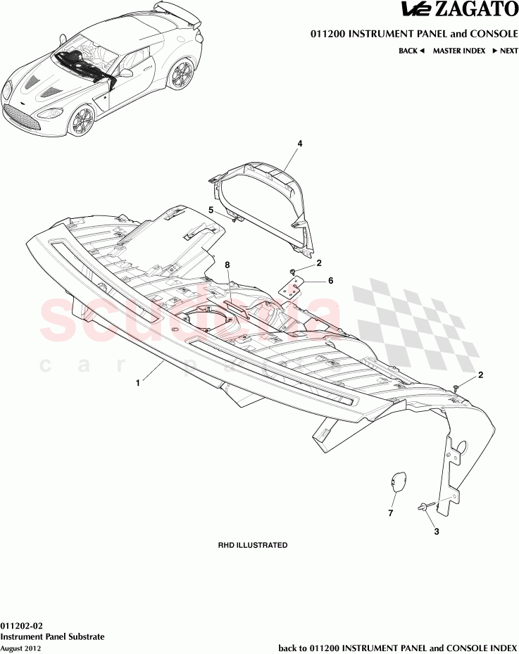 Instrument Panel Substrate of Aston Martin Aston Martin V12 Zagato