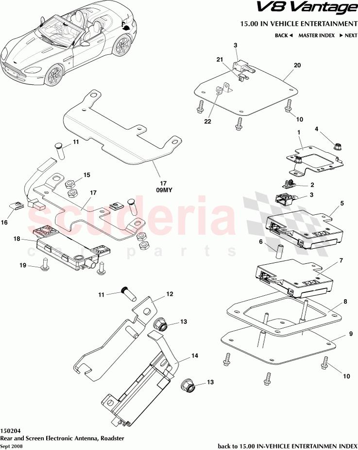 Rear and Screen Electronic Antenna (Roadster) of Aston Martin Aston Martin V8 Vantage