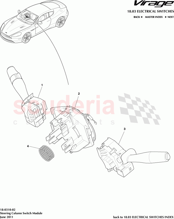 Steering Column Switch Module of Aston Martin Aston Martin Virage