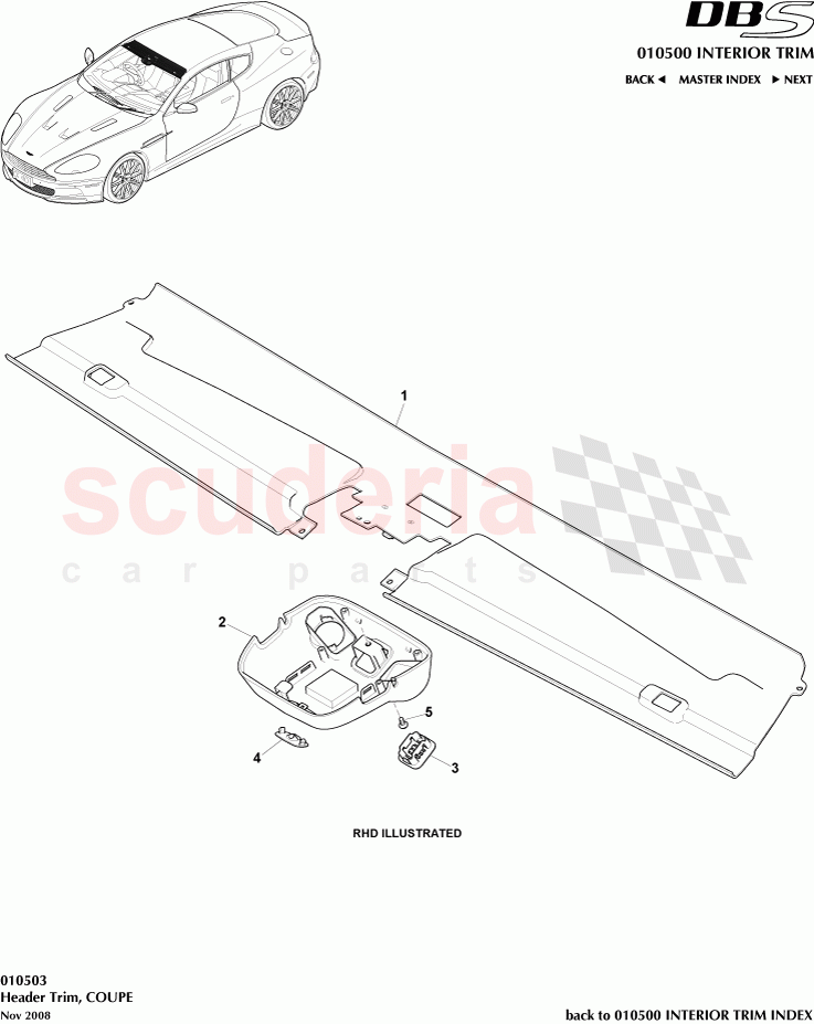 Header Trim (Coupe) of Aston Martin Aston Martin DBS V12