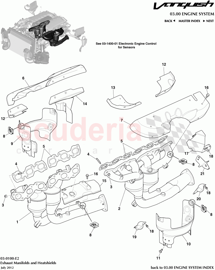 Exhaust Manifolds and Heatshields of Aston Martin Aston Martin Vanquish (2012+)