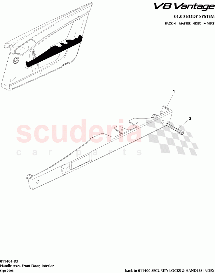 Handle Assembly, Front Door, Interior of Aston Martin Aston Martin V8 Vantage