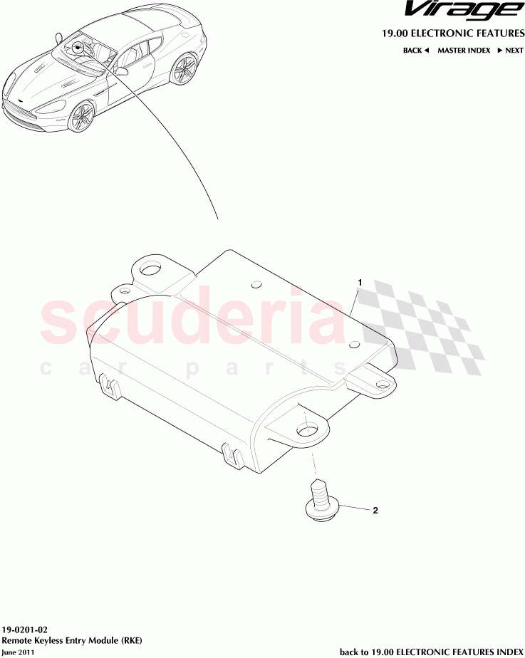 Remote Keyless Entry Module (RKE) of Aston Martin Aston Martin Virage