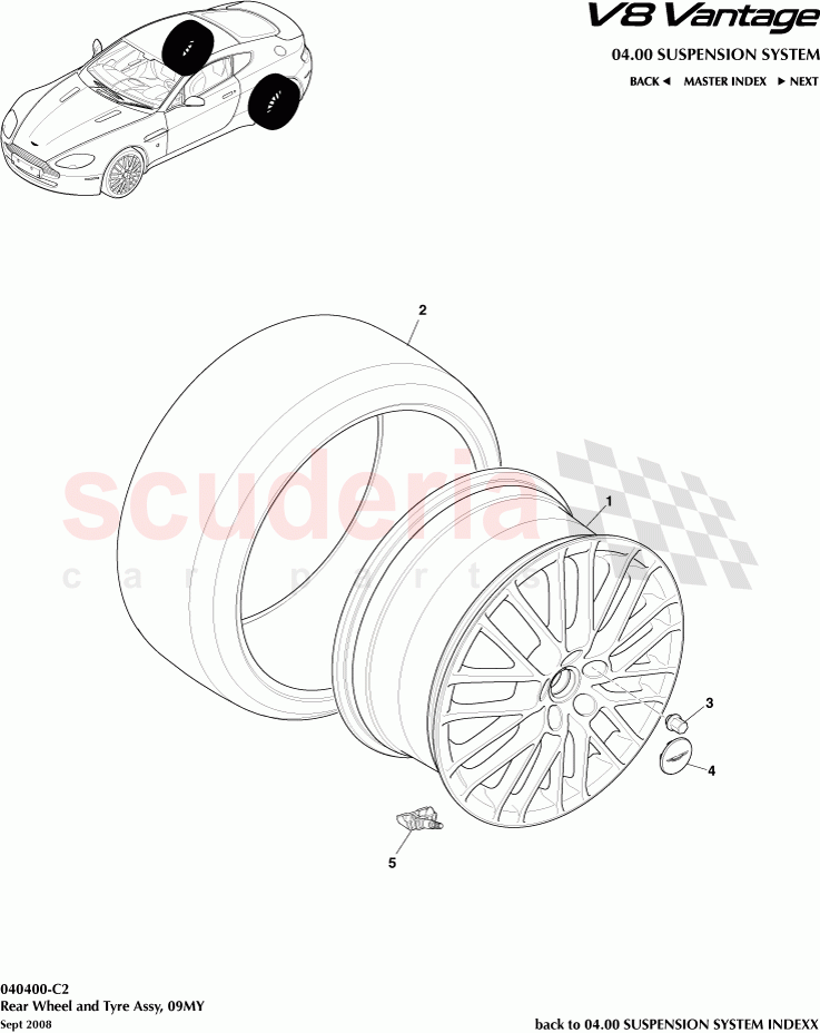 Rear Wheel and Tyre Assembly (2009) of Aston Martin Aston Martin V8 Vantage