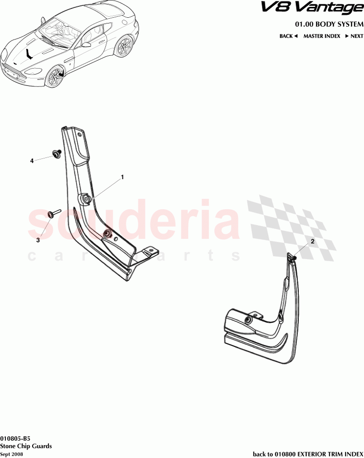 Stone Chip Guards of Aston Martin Aston Martin V8 Vantage