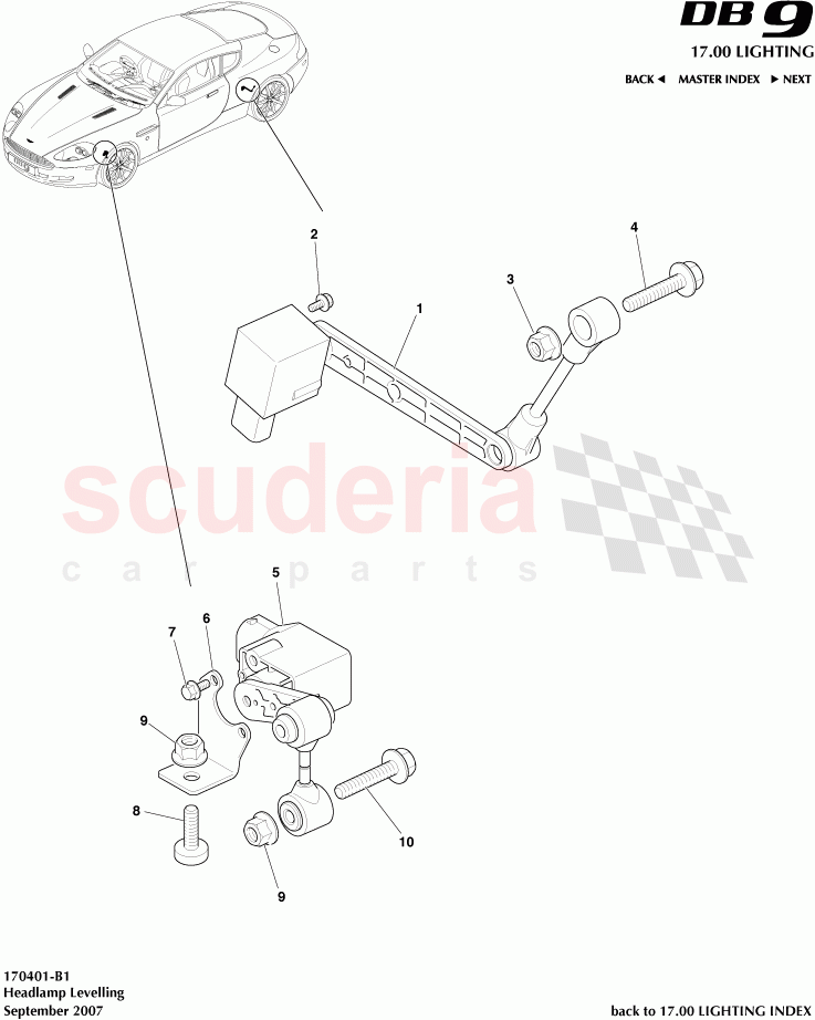 Headlamp Levelling of Aston Martin Aston Martin DB9 (2004-2012)