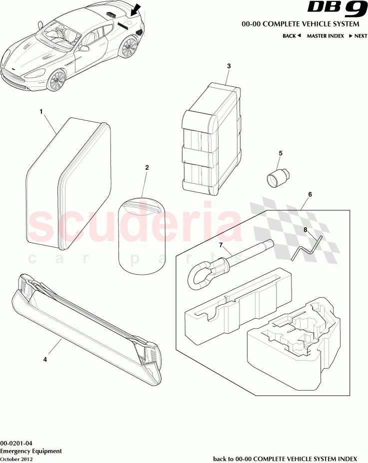 Emergency Equipment of Aston Martin Aston Martin DB9 (2013-2016)