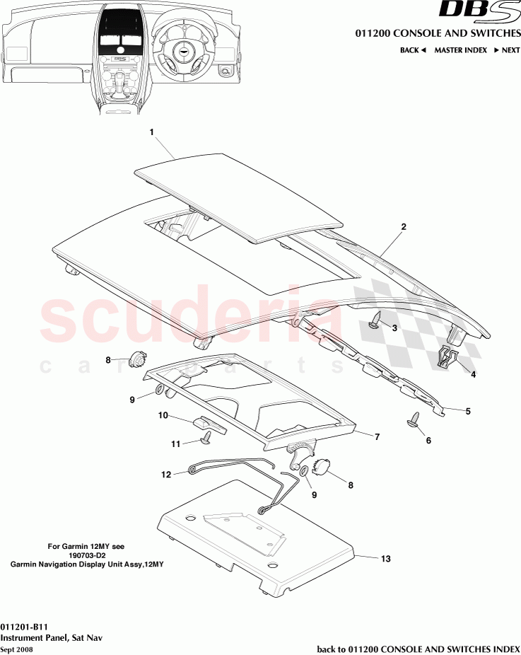 Instrument Panel, Sat Nav of Aston Martin Aston Martin DBS V12