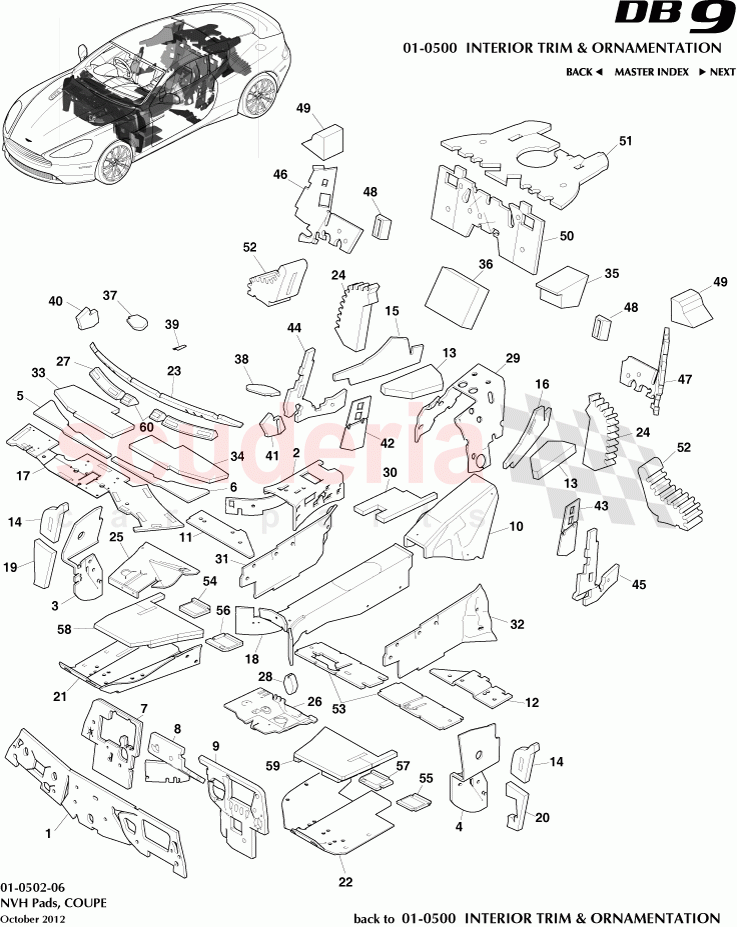 NVH Pads, COUPE of Aston Martin Aston Martin DB9 (2013-2016)