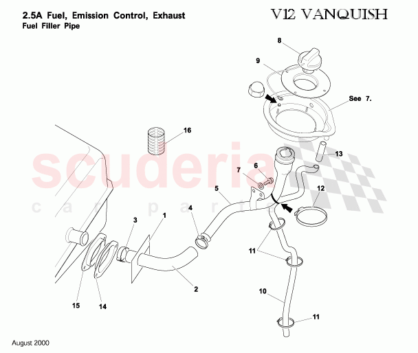 Fuel Filler Pipe of Aston Martin Aston Martin Vanquish (2001-2007)