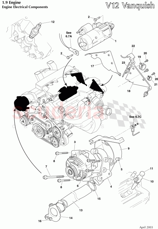 Engine Electrical Components of Aston Martin Aston Martin Vanquish (2001-2007)