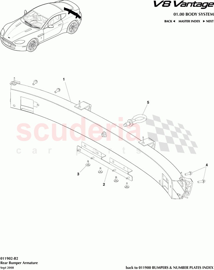 Rear Bumper Armature of Aston Martin Aston Martin V8 Vantage