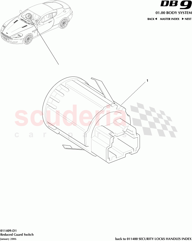 Reduced Guard Switch of Aston Martin Aston Martin DB9 (2004-2012)