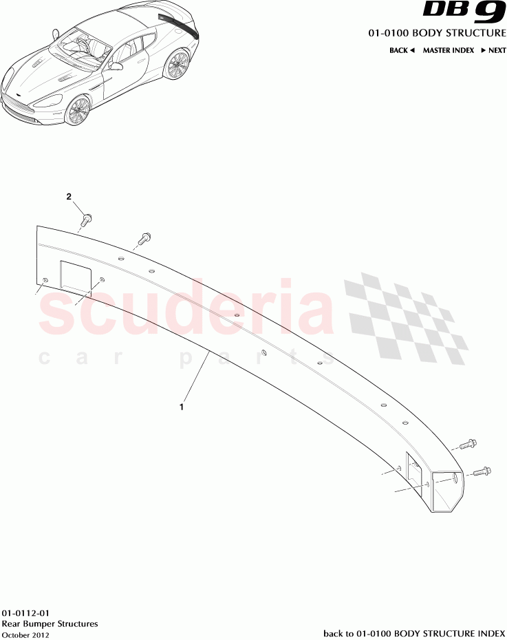 Rear Bumper Structures of Aston Martin Aston Martin DB9 (2013-2016)