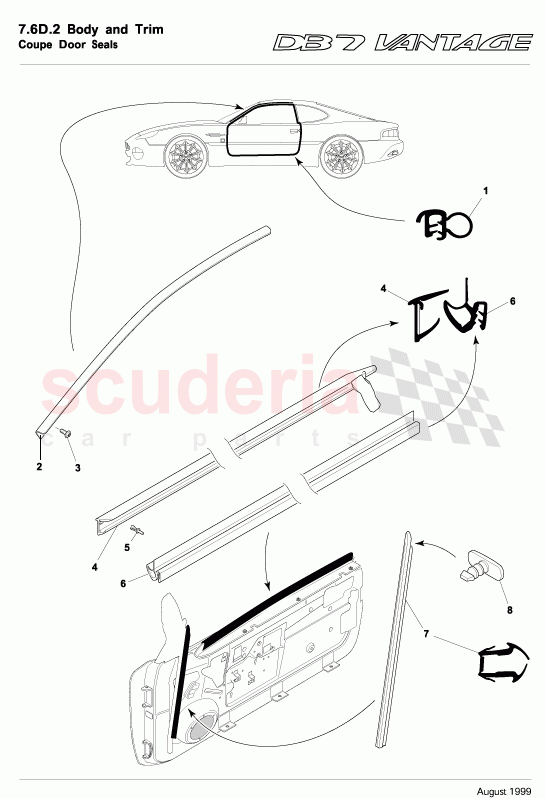 Coupe Door Seals of Aston Martin Aston Martin DB7 Vantage