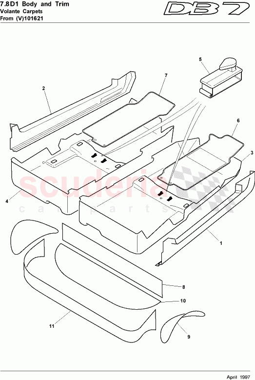 Volante Carpets (From VIN 101621) of Aston Martin Aston Martin DB7 (1997)