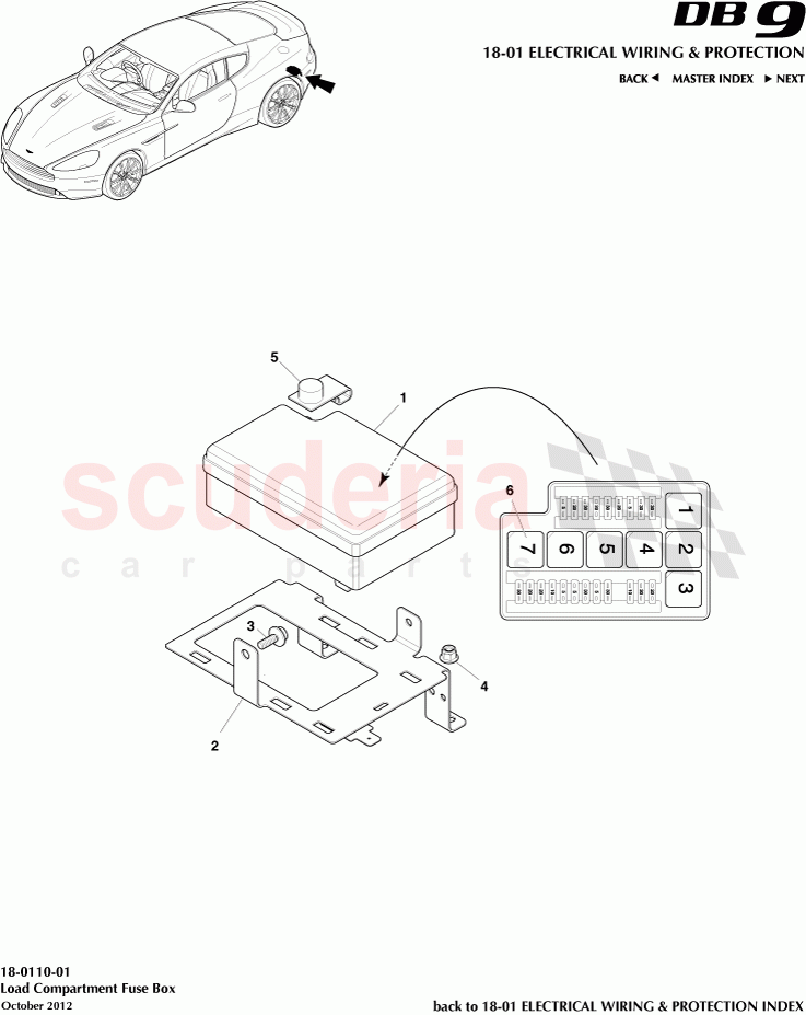 Load Compartment Fuse Box of Aston Martin Aston Martin DB9 (2013-2016)