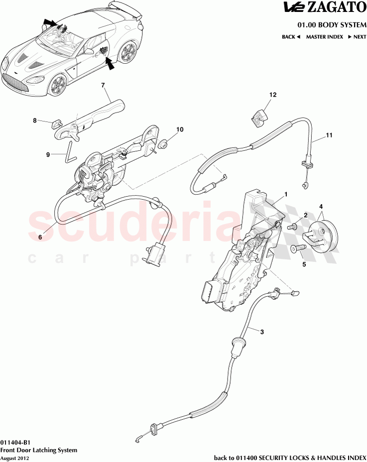 Front Door Latching System of Aston Martin Aston Martin V12 Zagato