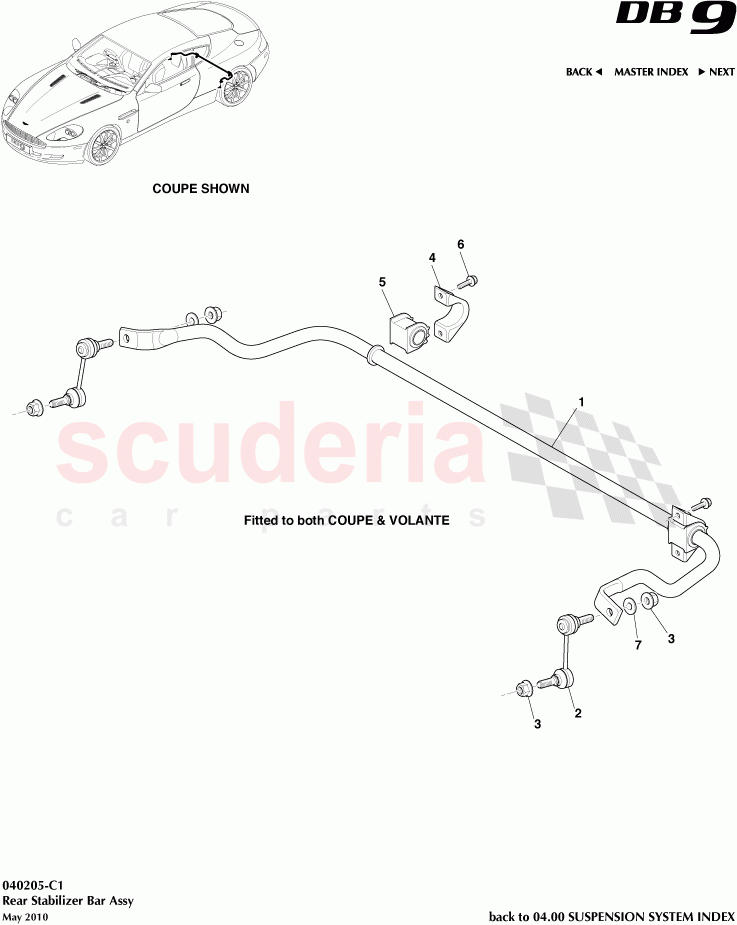 Rear Stabilizer Bar Assembly of Aston Martin Aston Martin DB9 (2004-2012)