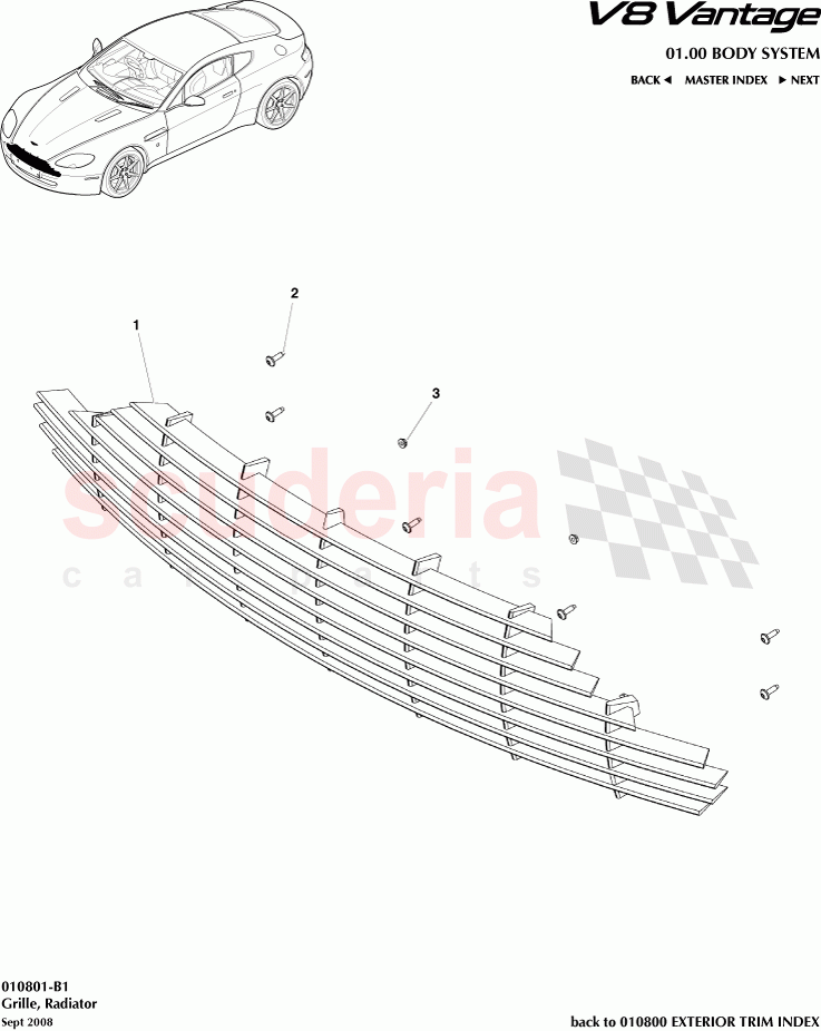 Grille, Radiator of Aston Martin Aston Martin V8 Vantage