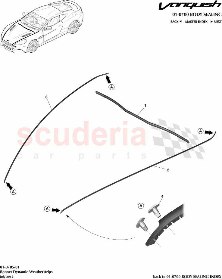 Bonnet Dynamic Weatherstrips of Aston Martin Aston Martin Vanquish (2012+)