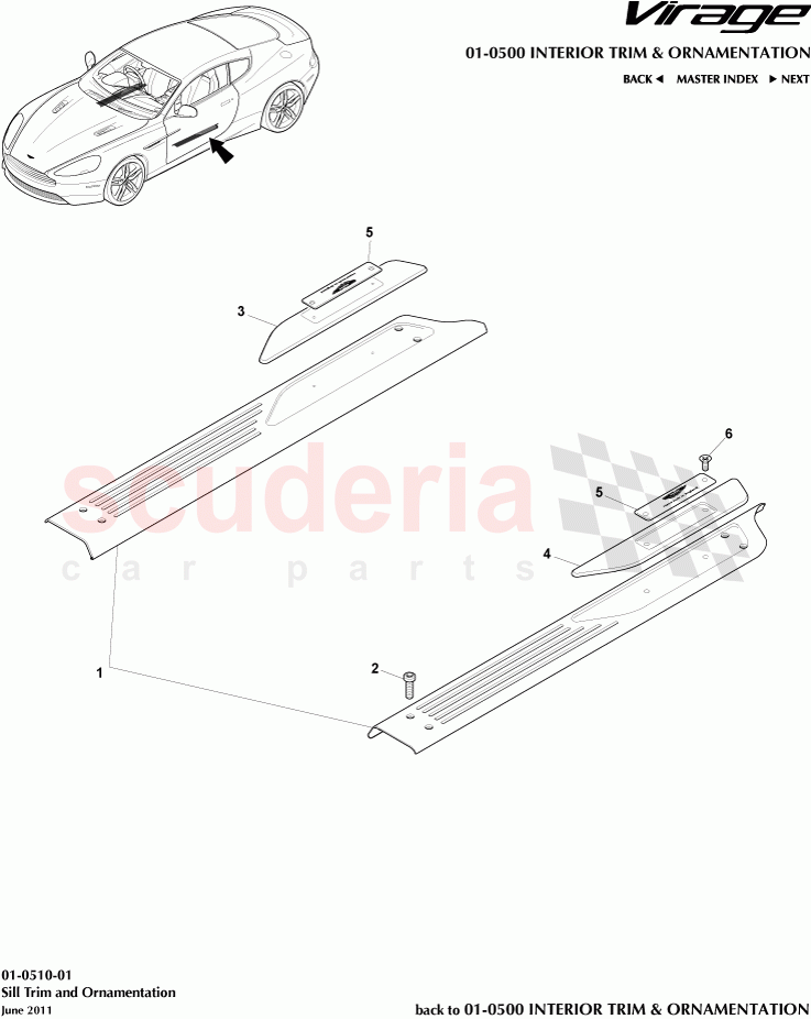 Sill Trim and Ornamentation of Aston Martin Aston Martin Virage