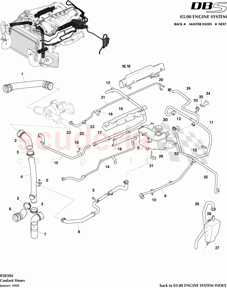 Coolant Hoses of Aston Martin Aston Martin DBS V12