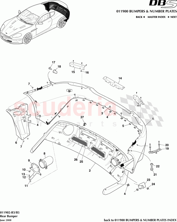 Rear Bumper of Aston Martin Aston Martin DBS V12