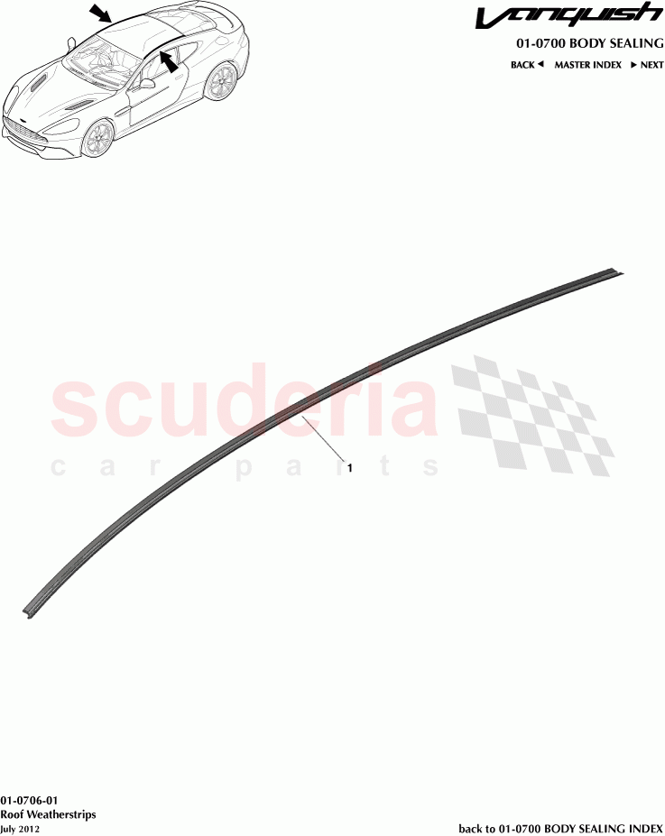 Roof Weatherstrips of Aston Martin Aston Martin Vanquish (2012+)