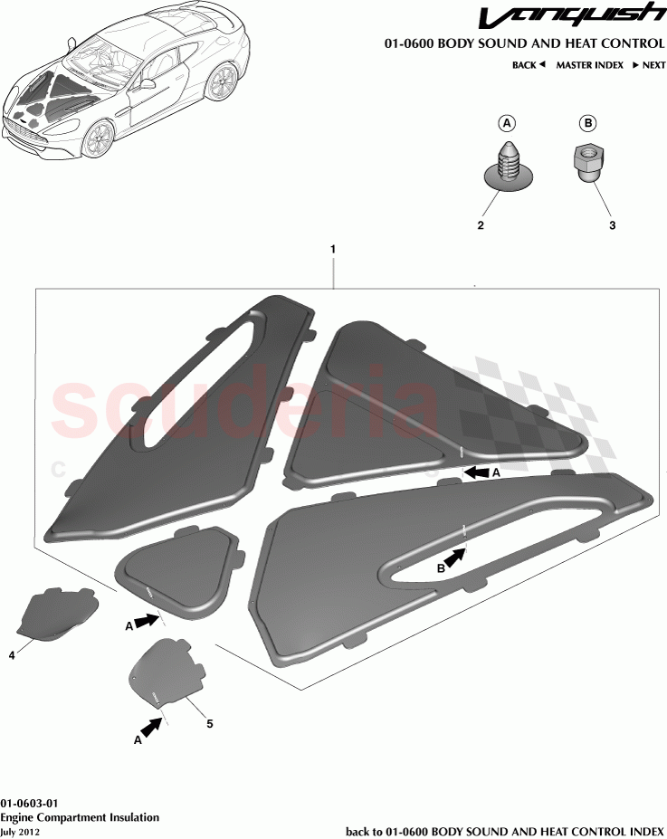 Engine Compartment Insulation of Aston Martin Aston Martin Vanquish (2012+)