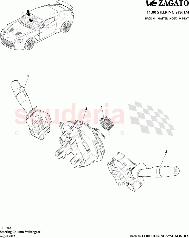 Steering Column Switchgear of Aston Martin Aston Martin V12 Zagato