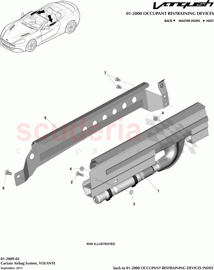 Curtain Airbag System, VOLANTE of Aston Martin Aston Martin Vanquish (2012+)