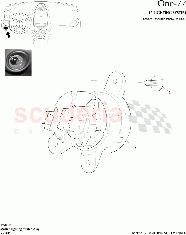 Master Lighting Switch Assembly of Aston Martin Aston Martin One-77