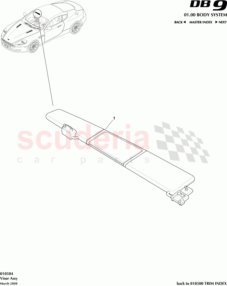 Visor Assembly of Aston Martin Aston Martin DB9 (2004-2012)