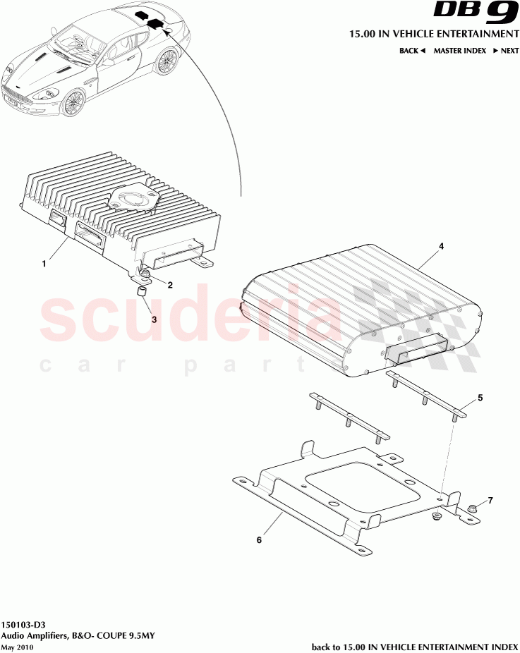 Audio Amplifiers (B&O) (Coupe) (9.5MY) of Aston Martin Aston Martin DB9 (2004-2012)