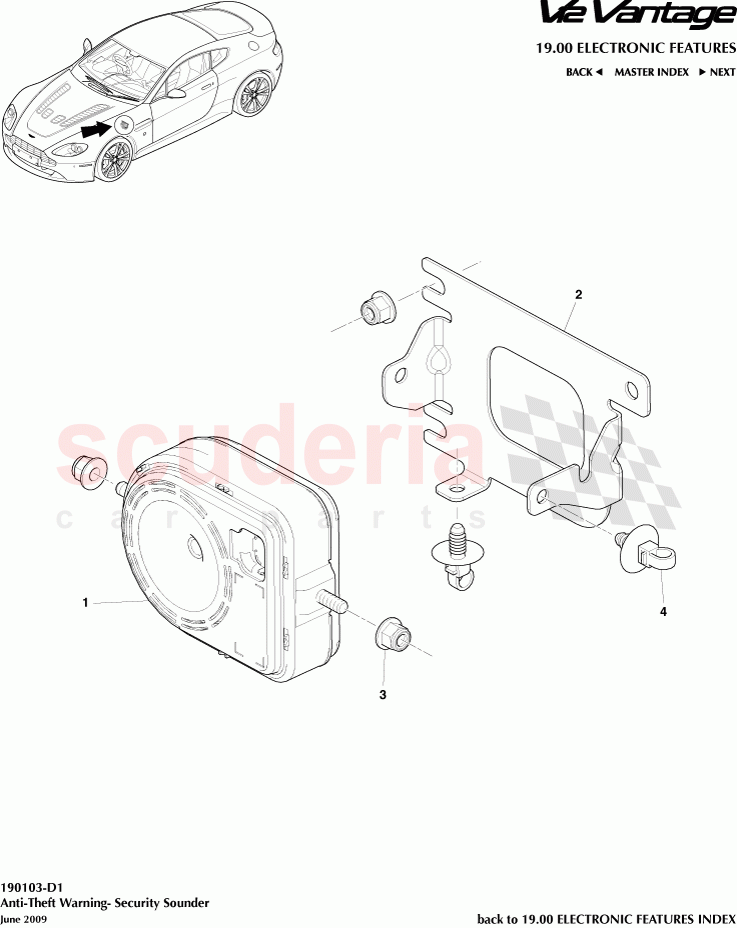 Anti-Theft Warning (Security Sounder) of Aston Martin Aston Martin V12 Vantage