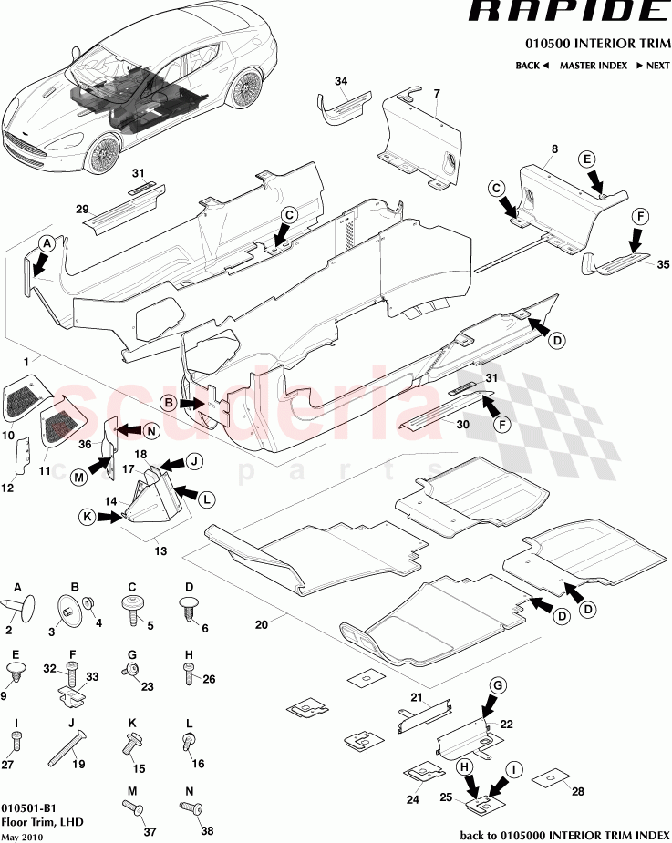 Floor Trim (LHD) of Aston Martin Aston Martin Rapide