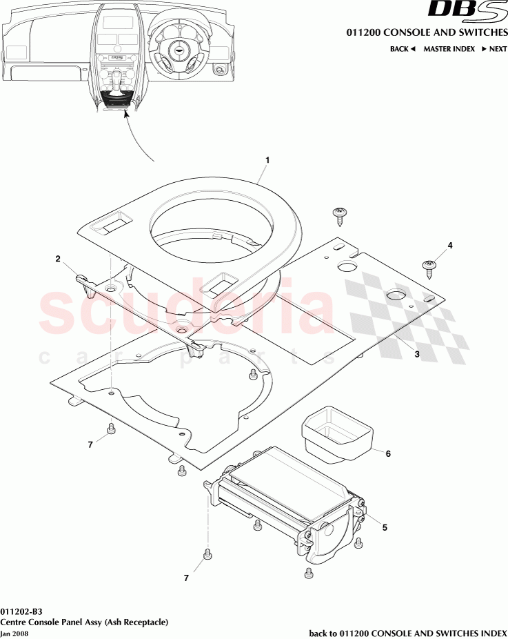 Centre Console Panel Assembly (Ash Receptacle) of Aston Martin Aston Martin DBS V12