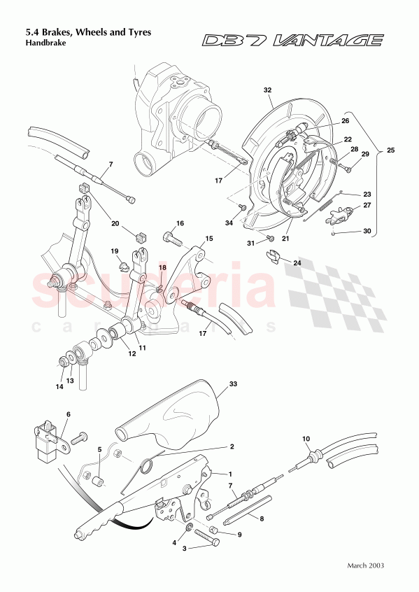 Handbrake of Aston Martin Aston Martin DB7 Vantage