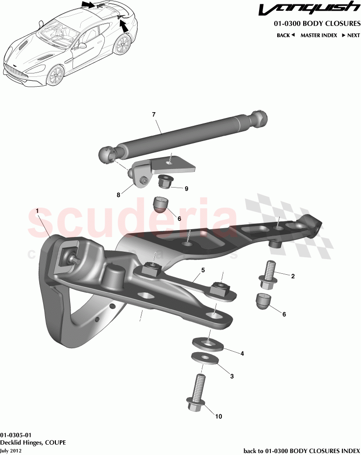 Decklid Hinges, COUPE of Aston Martin Aston Martin Vanquish (2012+)