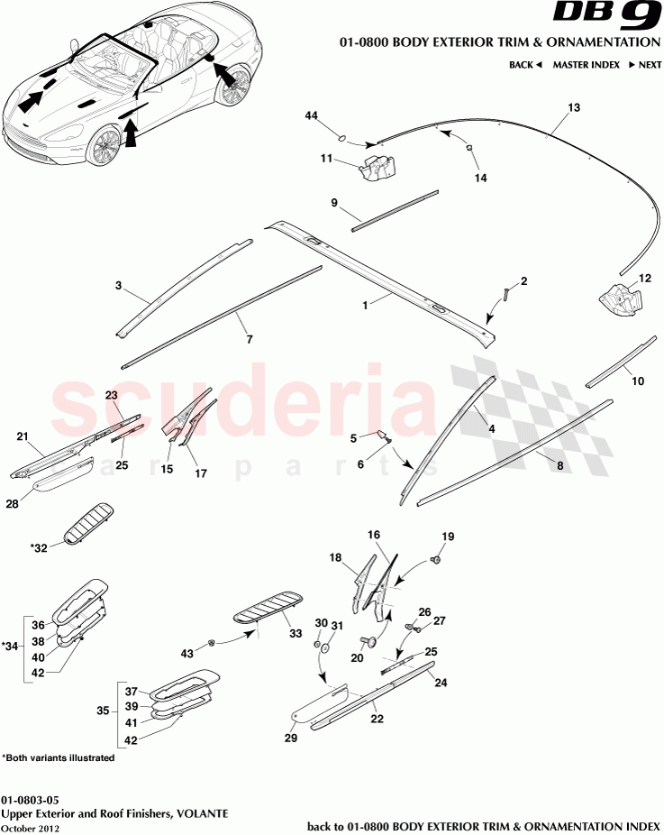 Upper Exterior and Roof Finishers, VOLANTE of Aston Martin Aston Martin DB9 (2013-2016)