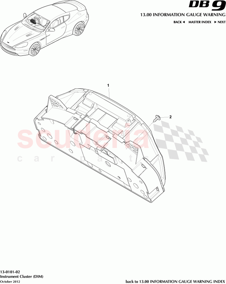 Instrument Cluster (DIM) of Aston Martin Aston Martin DB9 (2013-2016)