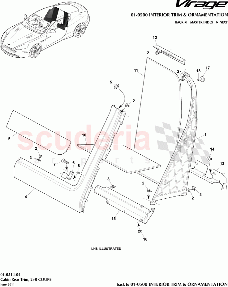 Cabin Rear Trim (2+0 Coupe) of Aston Martin Aston Martin Virage