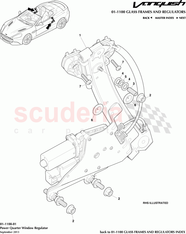 Power Quarter Window Regulator of Aston Martin Aston Martin Vanquish (2012+)